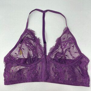 Free People Lennox Longline Bra Womens Size Small Purple Lace Front Closure OB13
